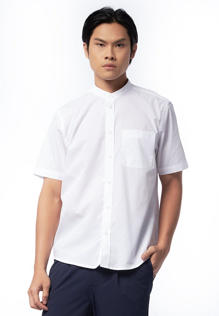 Short Sleeve Shirt with Stand Up Collar