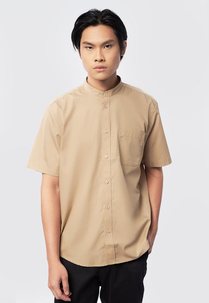 Short Sleeve Shirt with Stand Up Collar