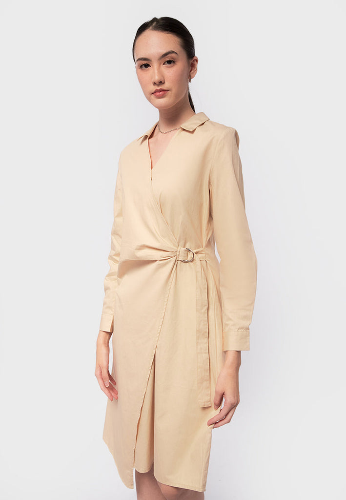 Long Sleeve Wrap Midi Dress