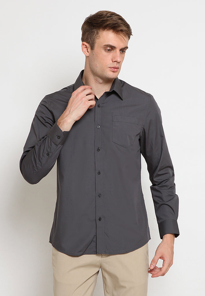 Regular Fit Long Sleeve Shirt Dark Grey