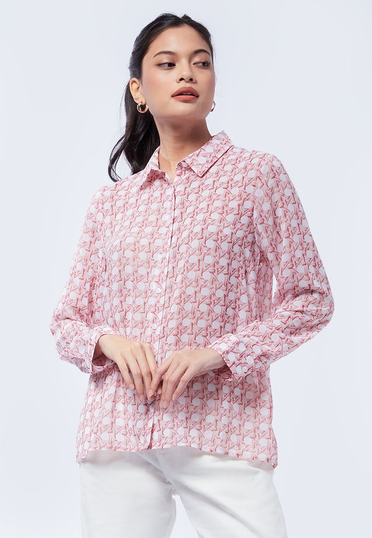 Long Sleeve Monogram Regular Blouse ber23k4101