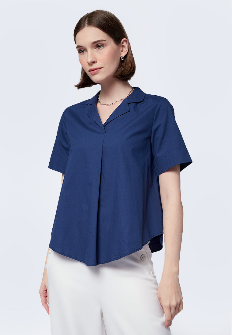 Threaded Pear Eileen Collar Short Sleeve Blouse