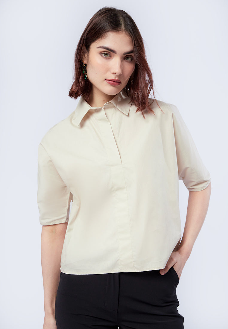 Regular Fit Cropped Short Sleeve Blouse main image 0