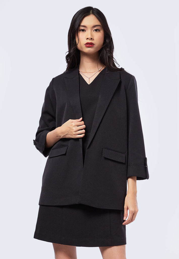 Long Blazer with Rolled Up Sleeves