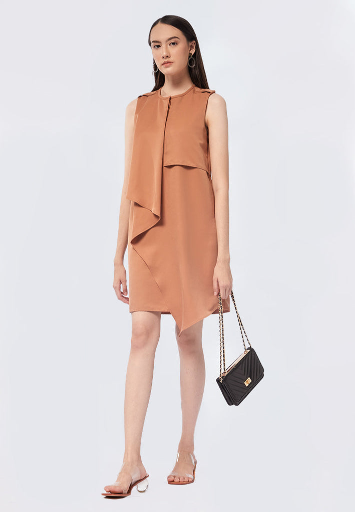 Sleeveless Mini Dress with Asymmetric Front