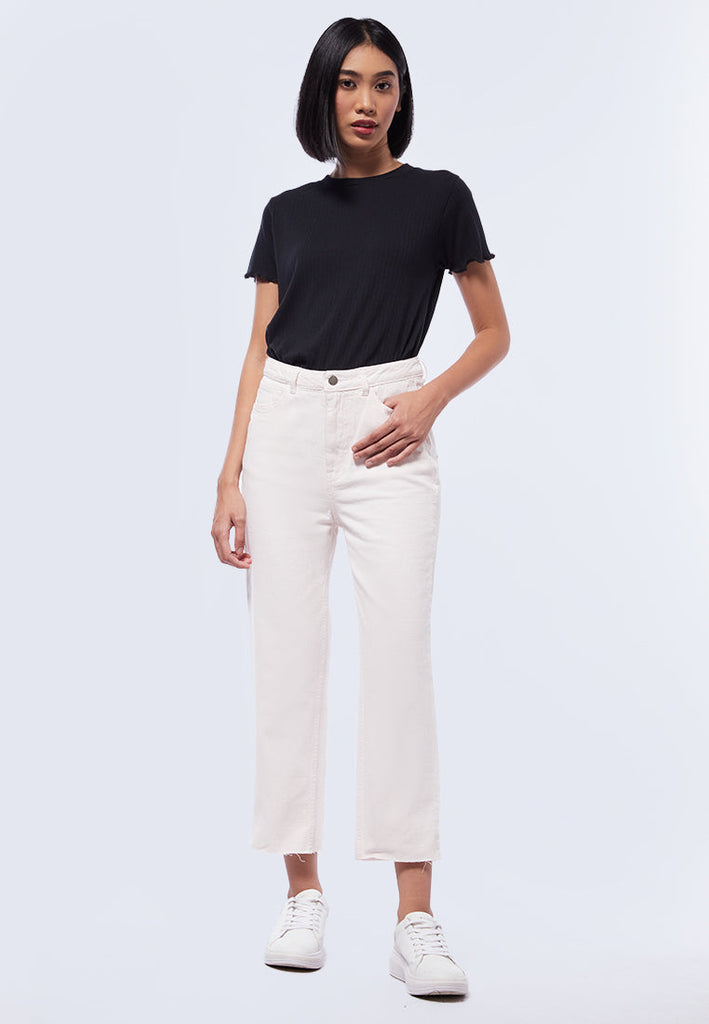 High Rise Straight Cropped Pants