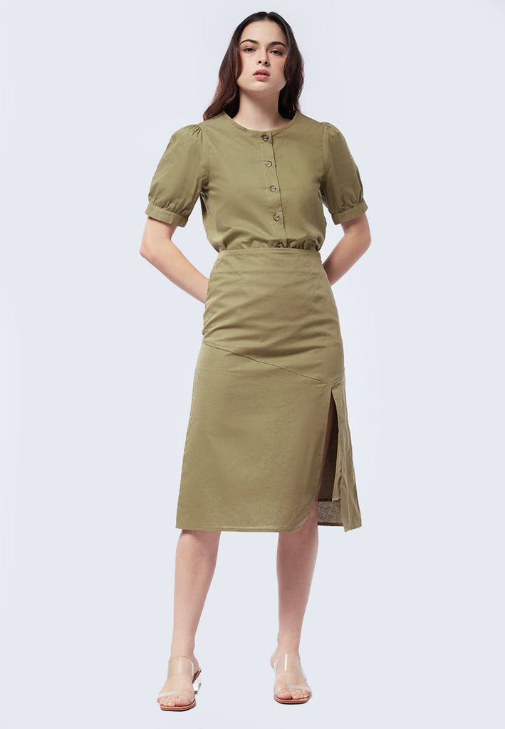 A-Line Midi Skirt with Slit