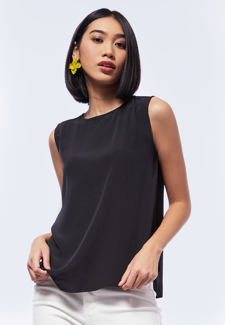 Perfee Printed Round Neck Sleeveless Blouse main image 0