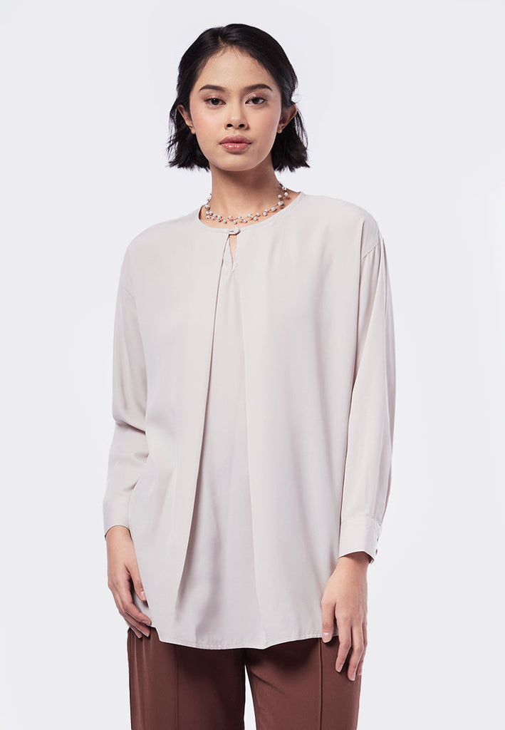 Front Pleated Long Sleeve Tunic