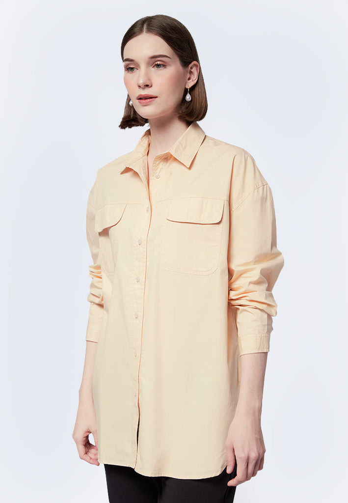 Long Sleeve Tunic with Shirt Collar