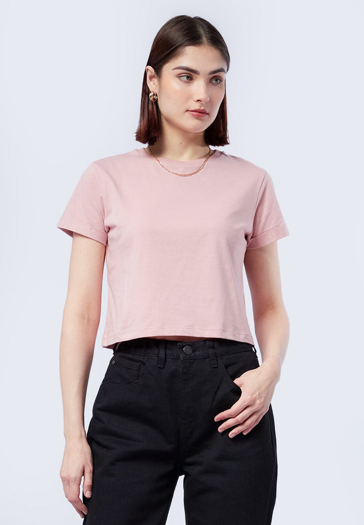 Basic Cropped Cotton T-Shirt