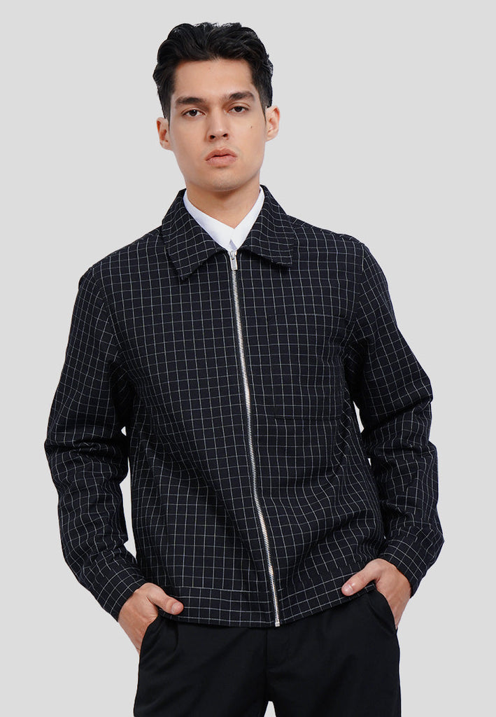 Slim Fit Check Collared Jacket