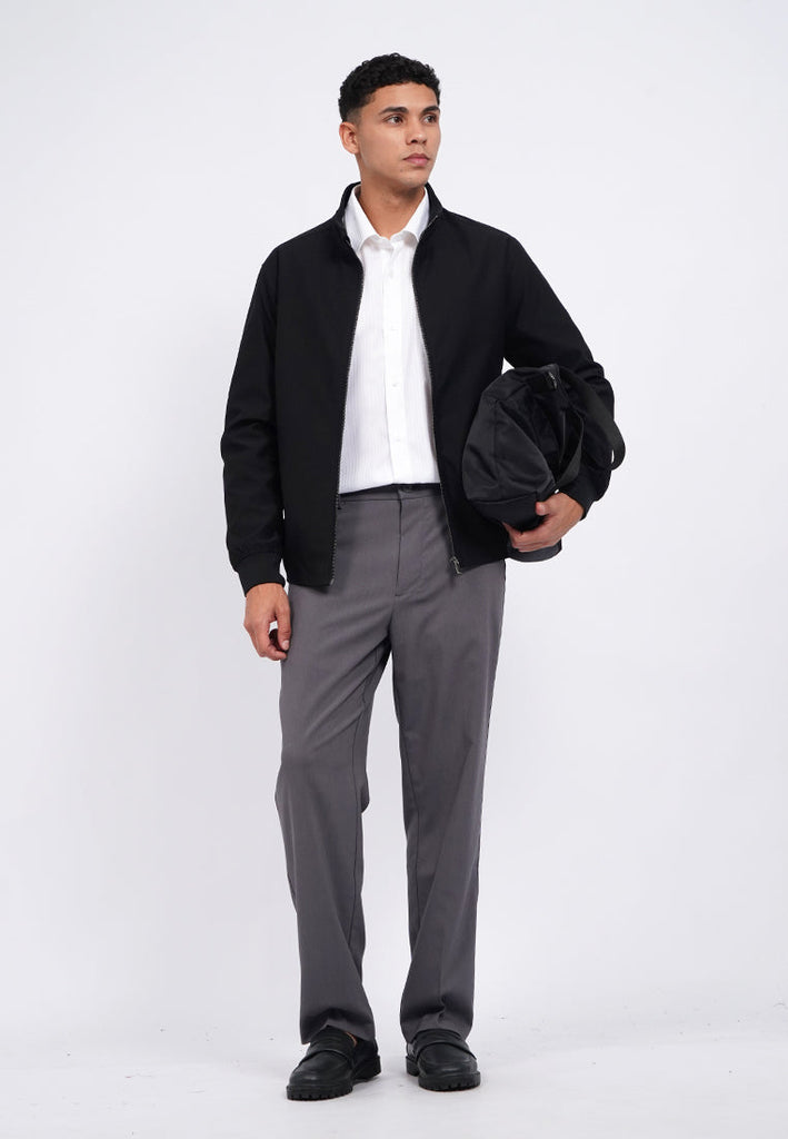 Harrington Jacket with Rib Hem