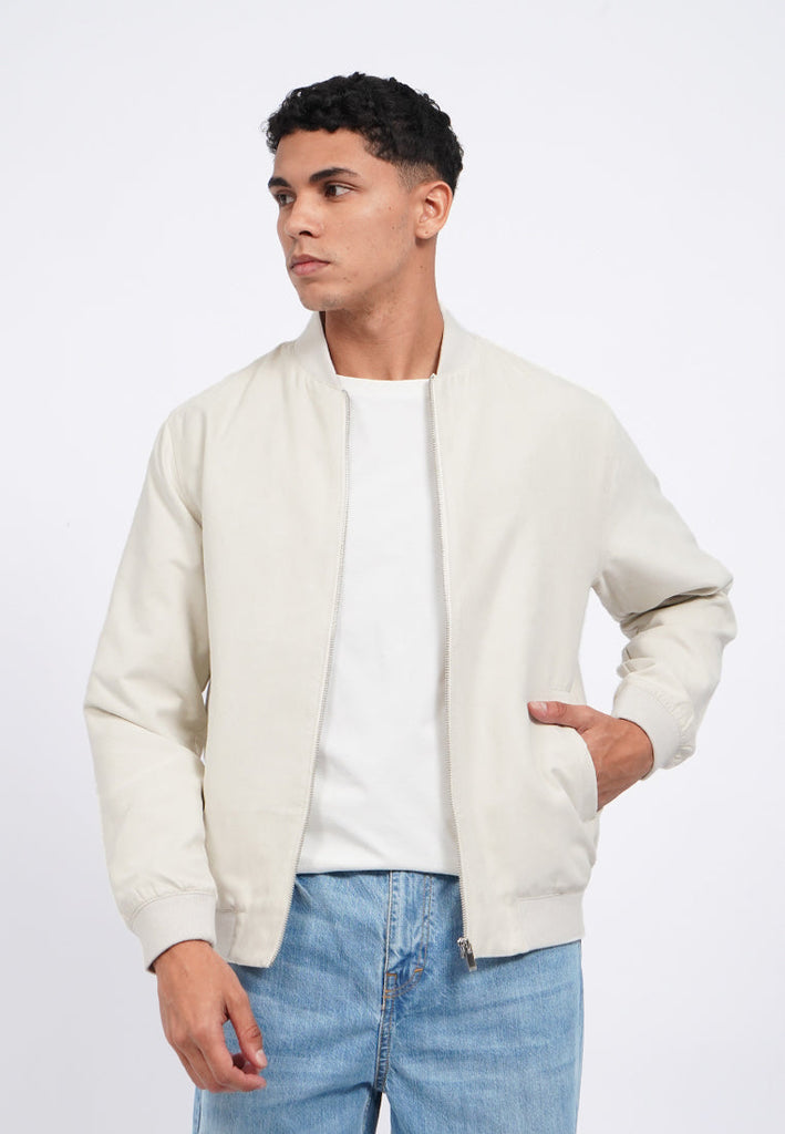 Slim Fit Suede Bomber Jacket