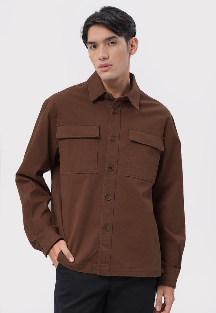 Regular Fit Shirt Jacket with Pocket