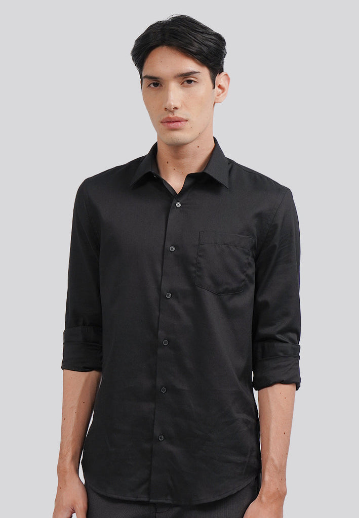 Slim Fit Long Sleeve Dobby Shirt