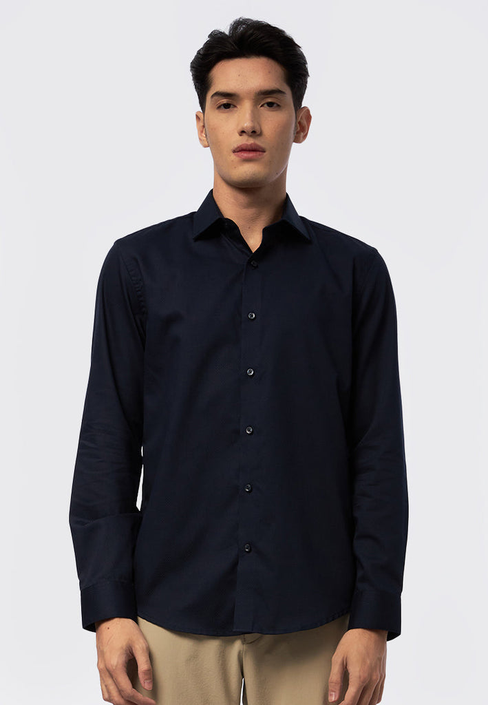 Slim Fit Long Sleeve Dobby Shirt