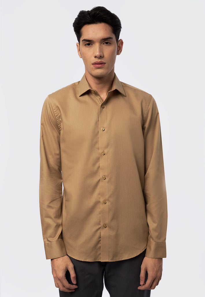 Slim Fit Long Sleeve Dobby Shirt