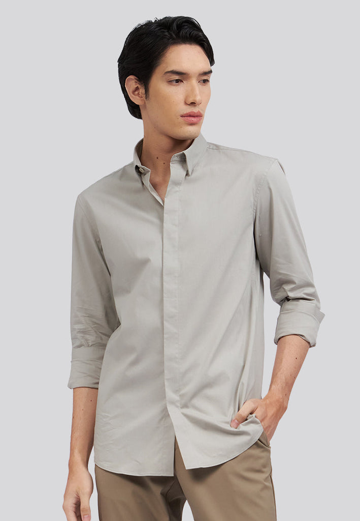 Hidden Placket Long Sleeve Shirt