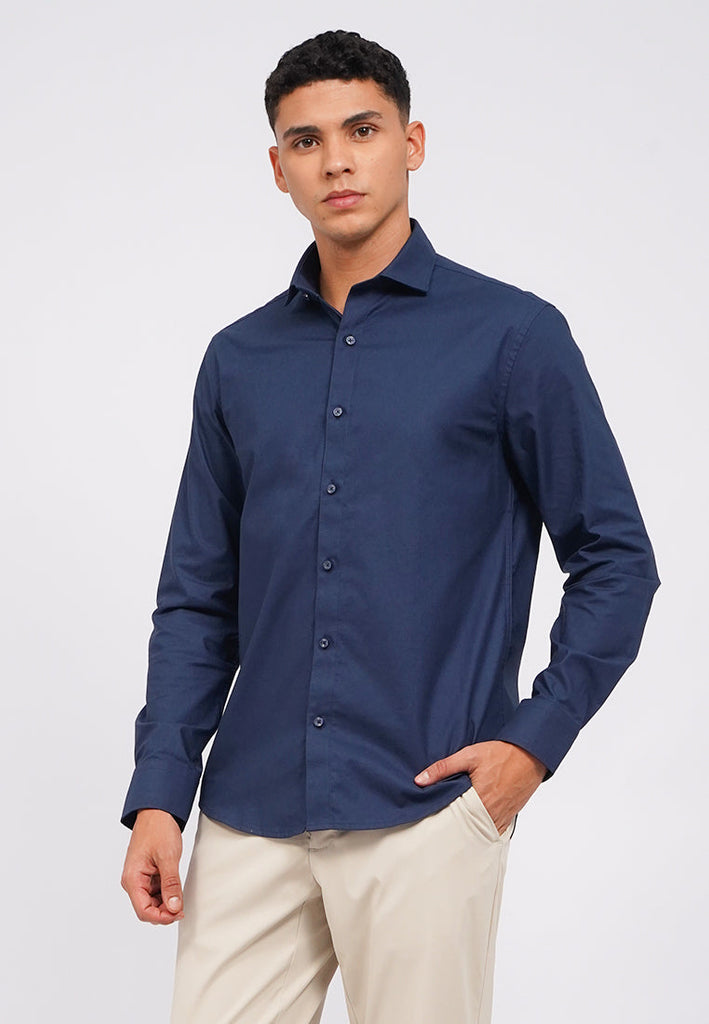 Slim Fit Long Sleeve Textured Shirt