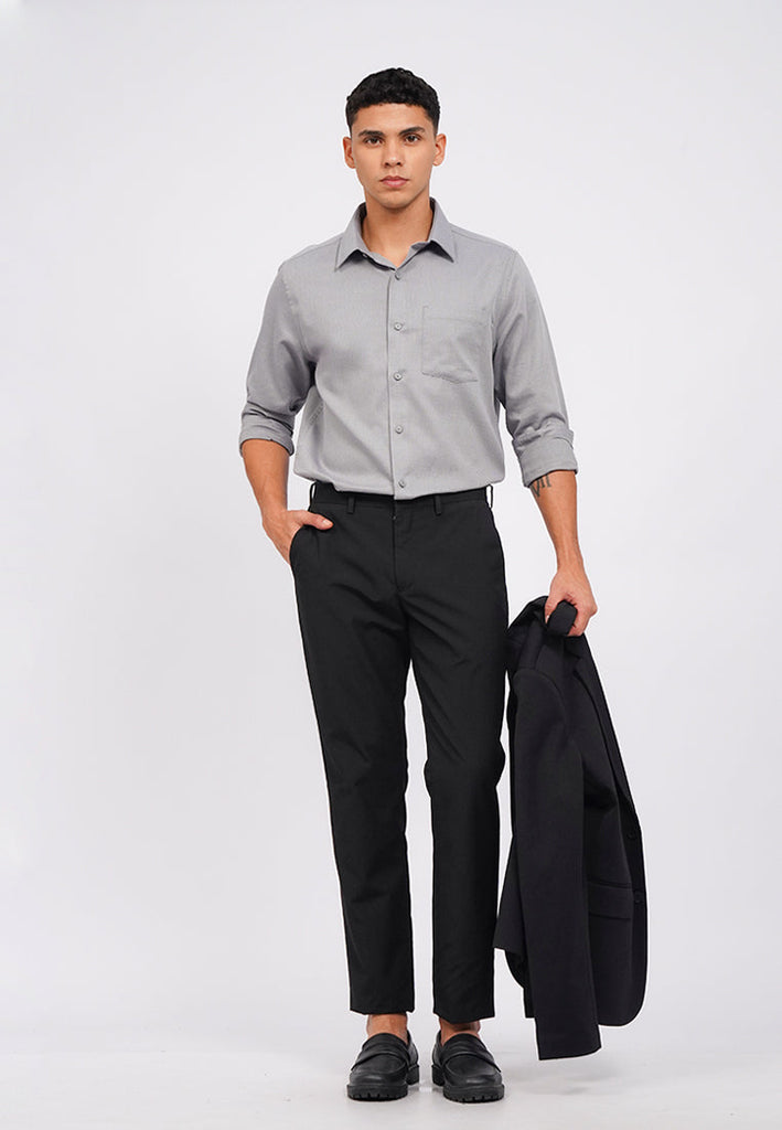 Regular Fit Long Sleeve Dobby Shirt