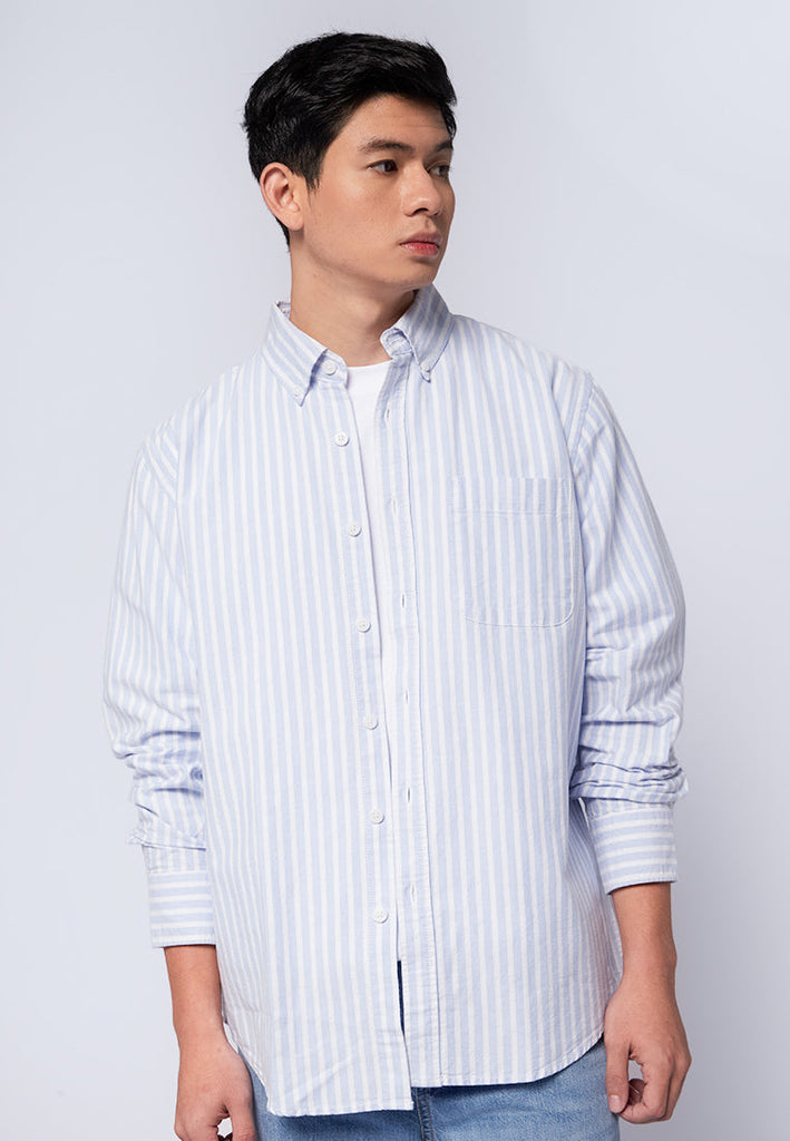 Long Sleeve Striped Oxford Shirt