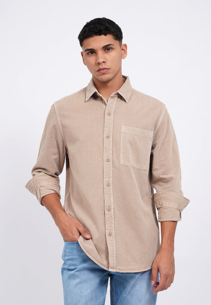 Long Sleeve Garment Dyed Shirt