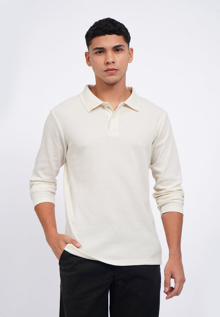 Buttoned Long Sleeve Polo Shirt