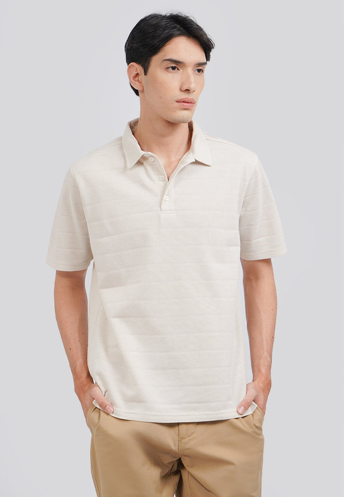 Textured Polo Shirt with Button