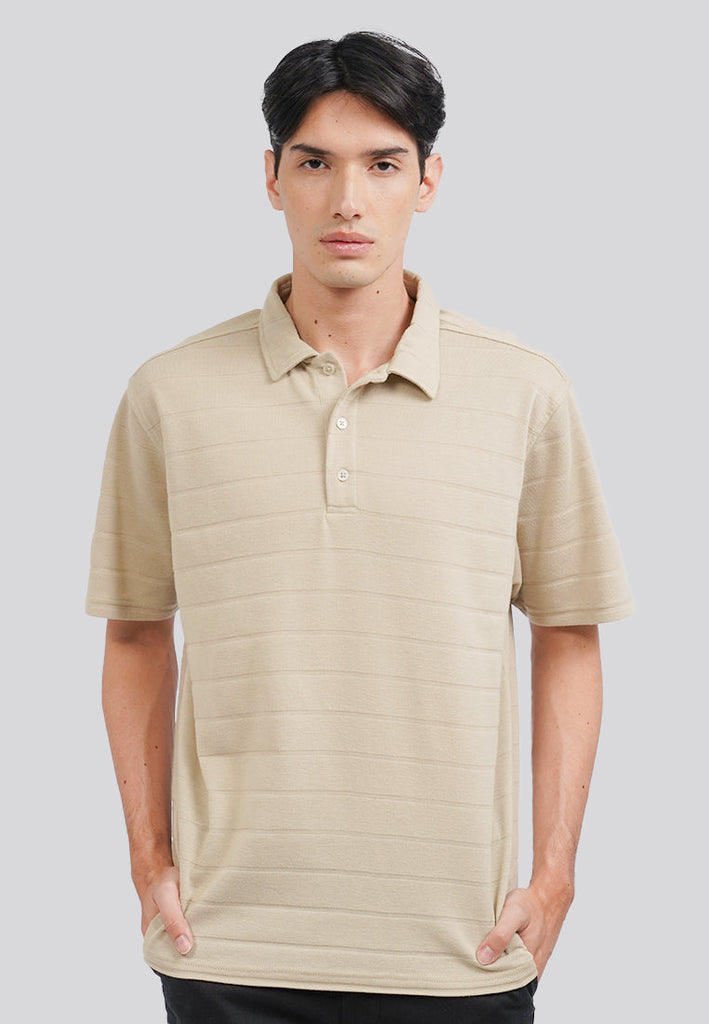 Textured Polo Shirt with Button