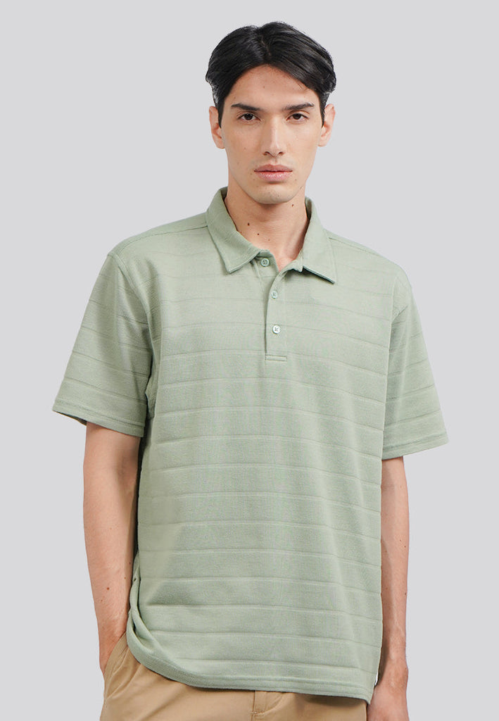 Textured Polo Shirt with Button