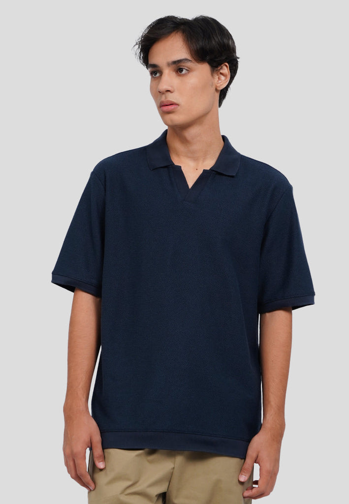 Textured Short Sleeve Polo Shirt