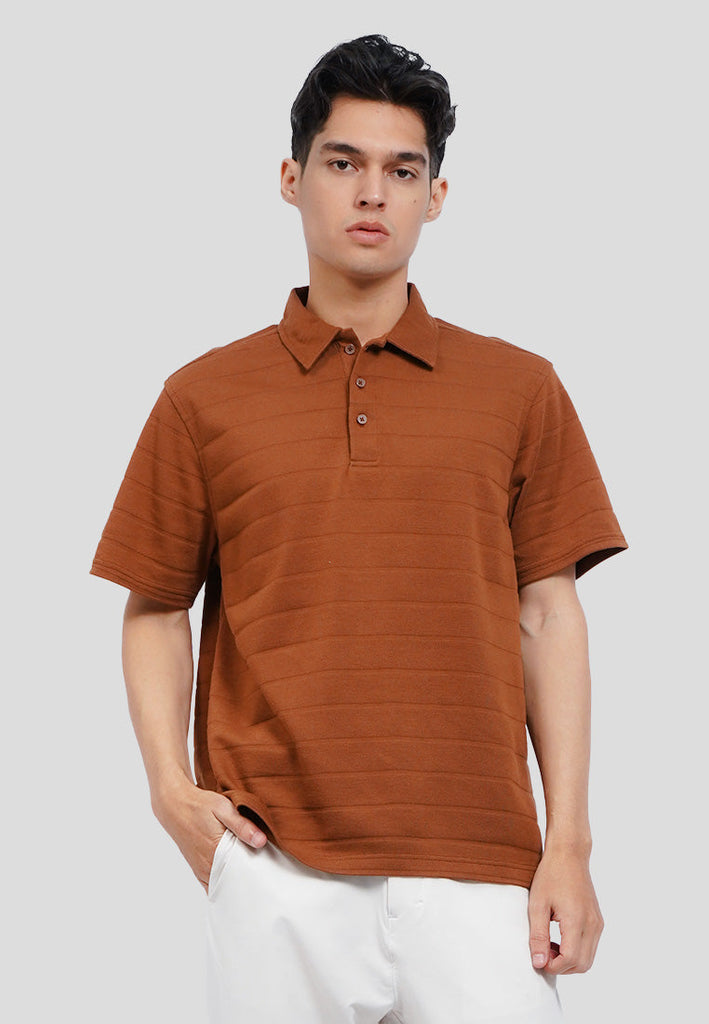 V-Neck Textured Polo Shirt