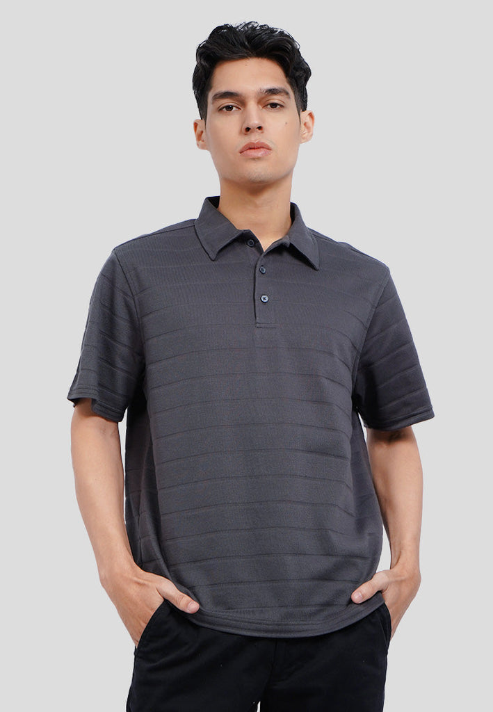V-Neck Textured Polo Shirt