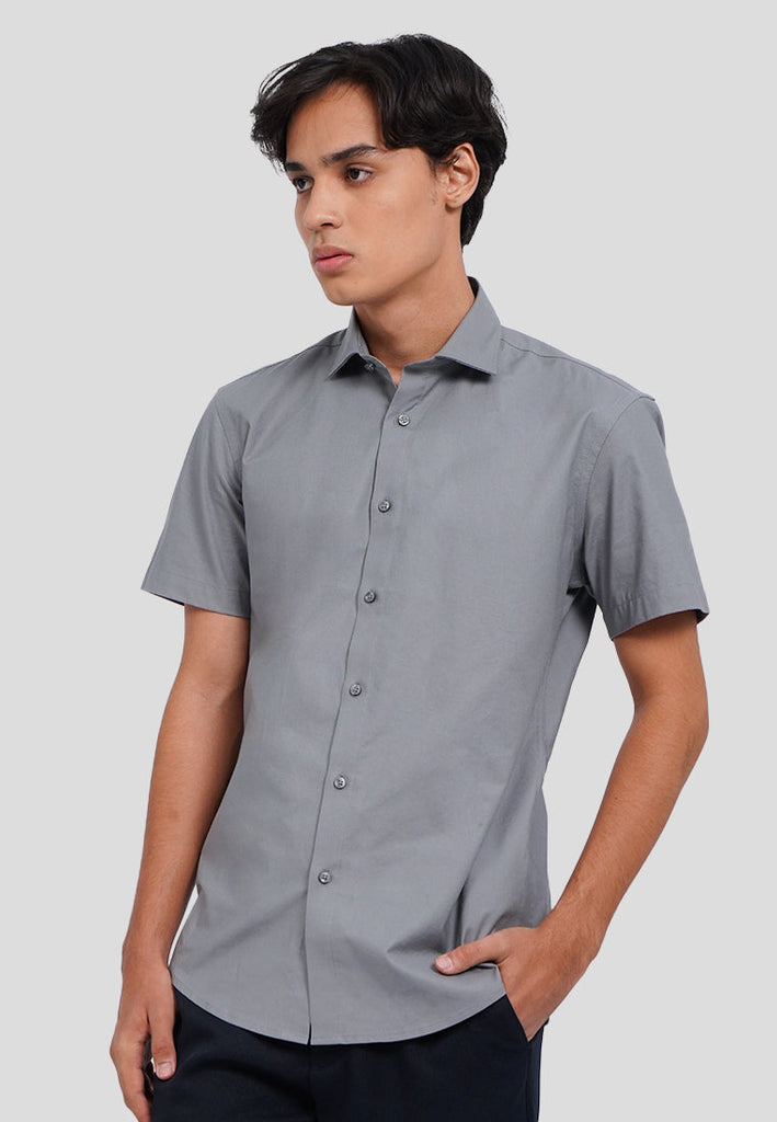Short Sleeve Textured Stretch Shirt