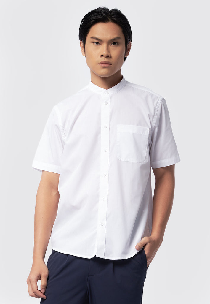 Short Sleeve Shirt with Stand Up Collar