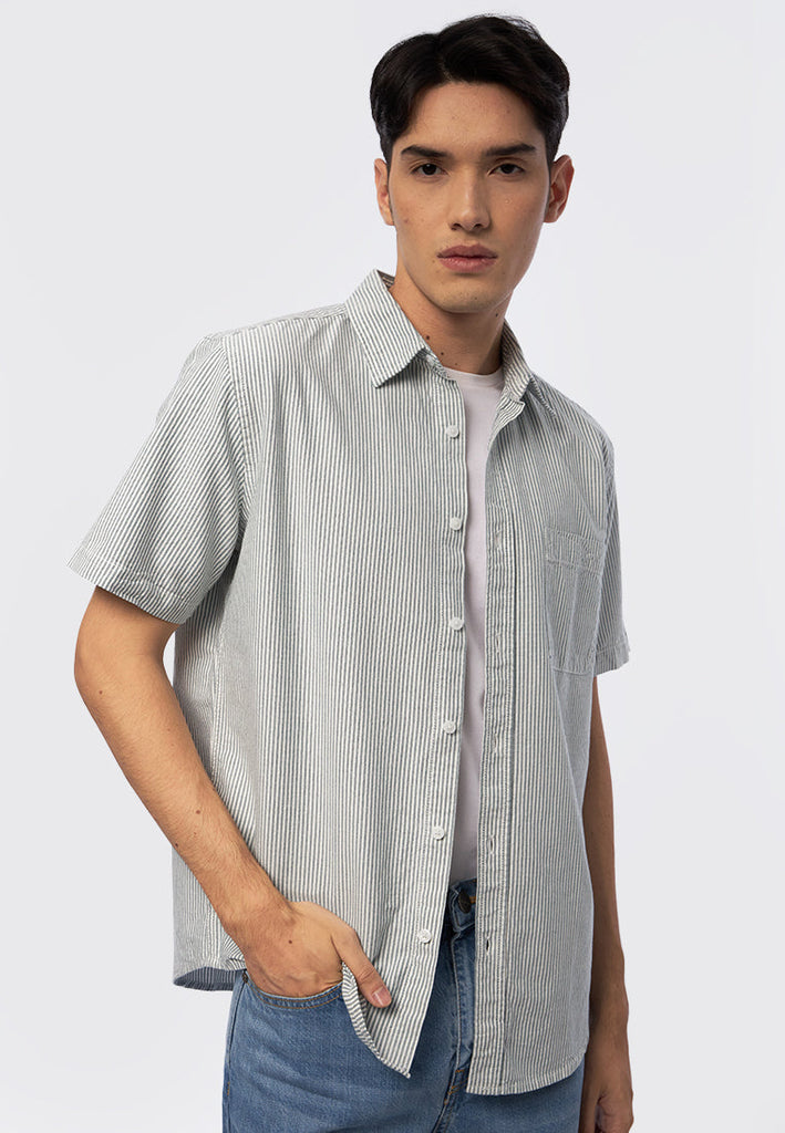 Short Sleeve Oxford Stripe Shirt