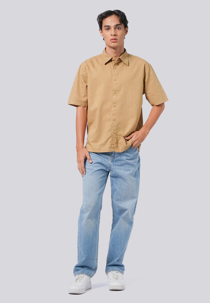 Relaxed Fit Short Sleeve Seersucker Shirt
