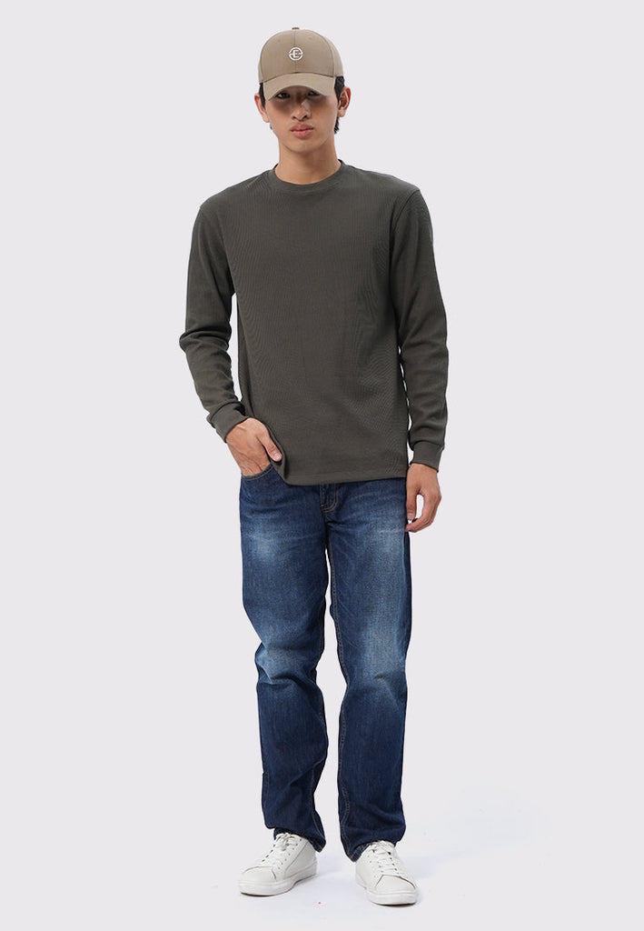 Regular Fit Long Sleeve Waffle T-Shirt