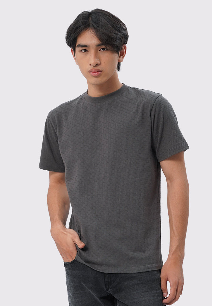 Check Textured Short Sleeve T-Shirt