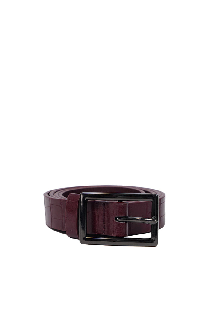 Maroon Belt with Square Buckle