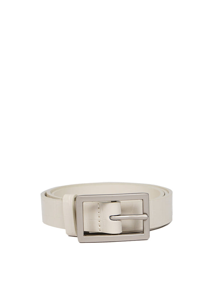 Off White Belt with Square Buckle