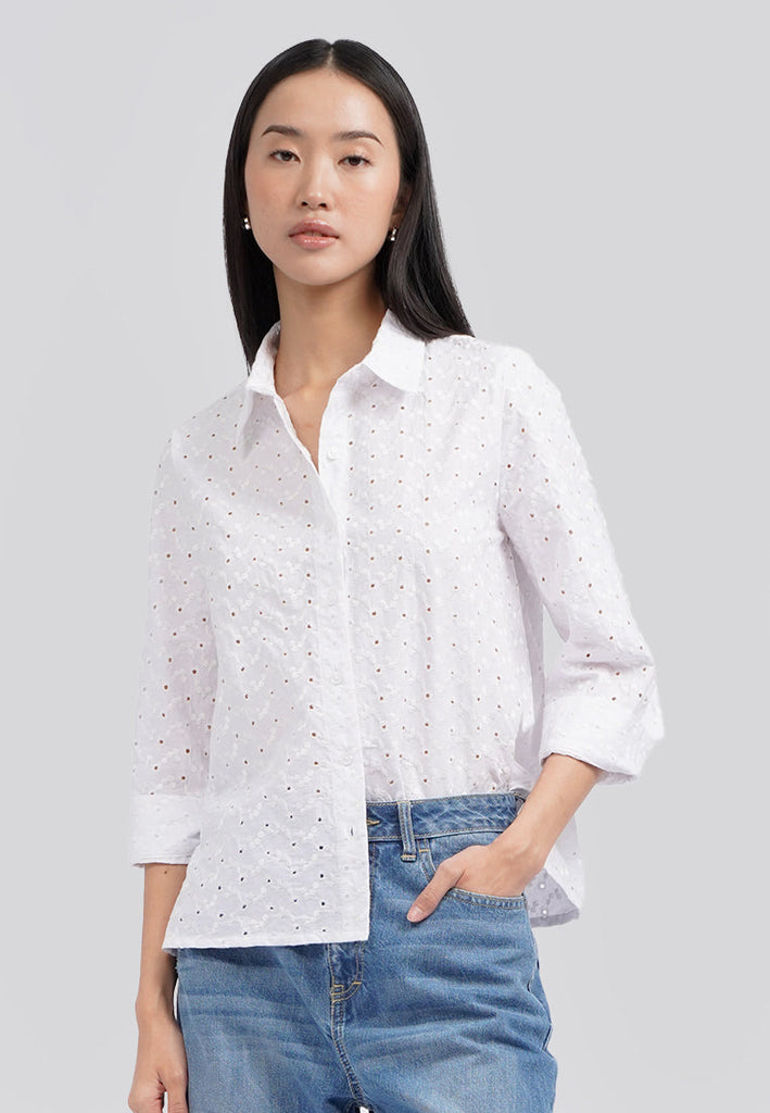 Long Sleeve Eyelet Shirt