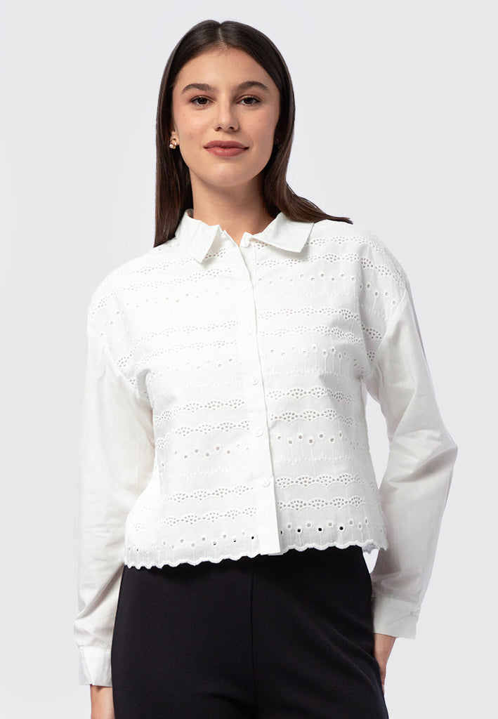 Eyelet Long Sleeve Shirt