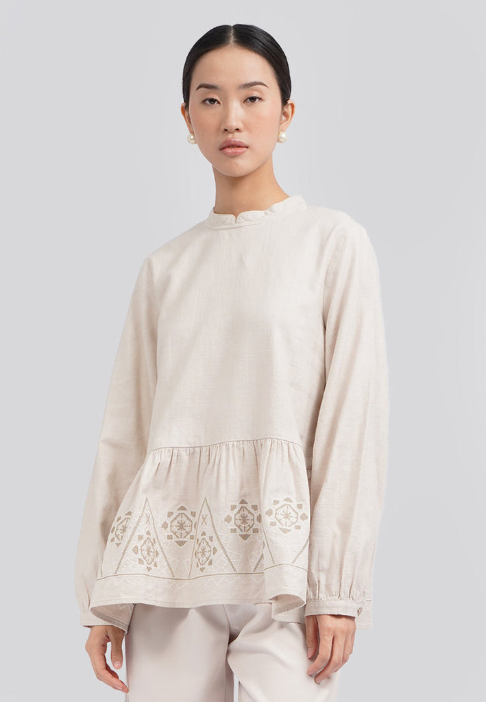 Executive x Khanaan Embroidered Linen Blouse