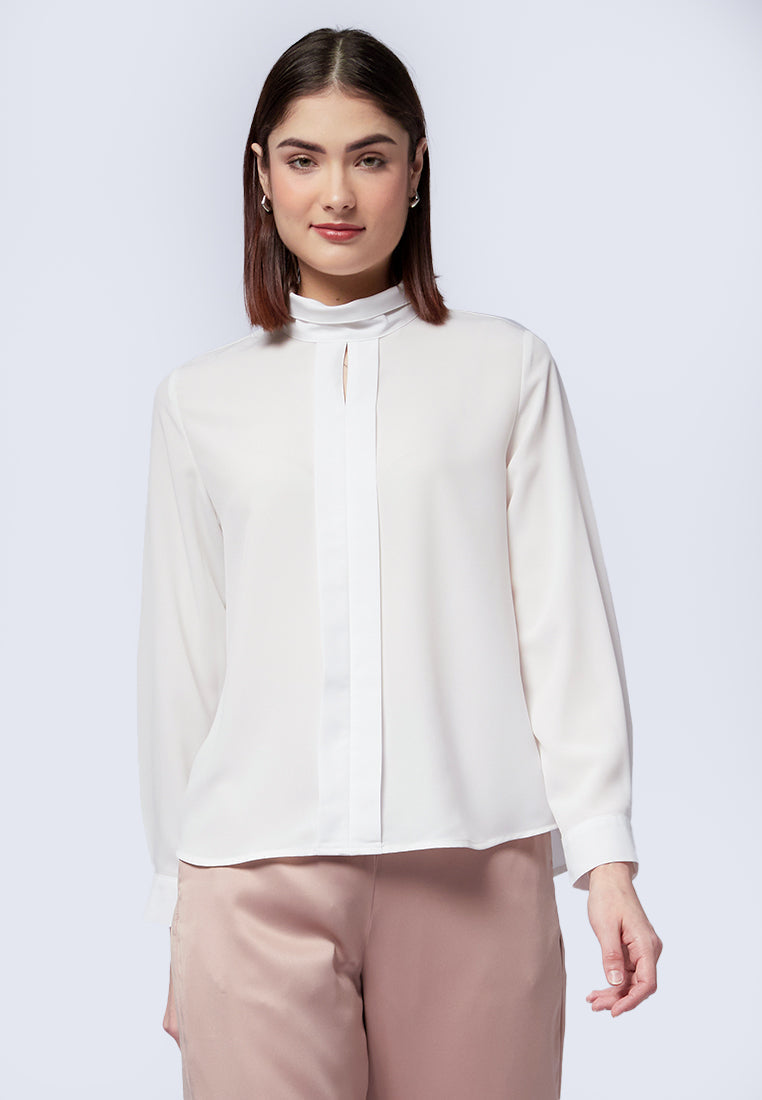 High Neck Long Sleeve Blouse1
