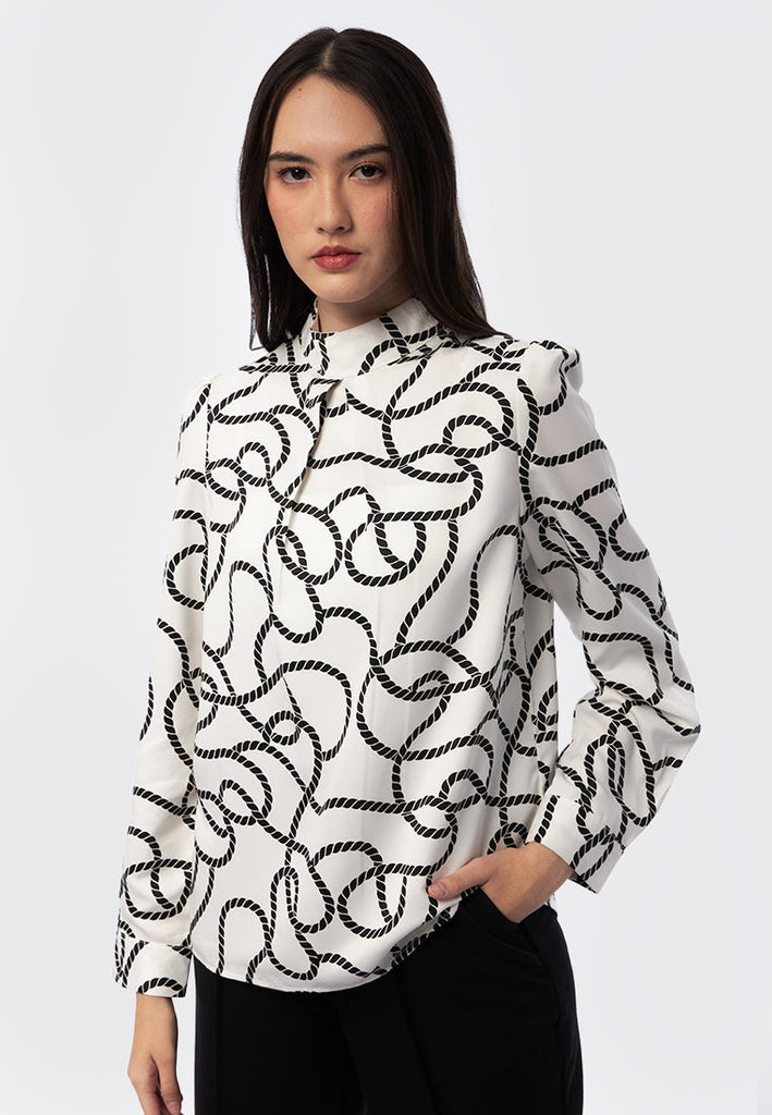 Printed Long Sleeve Blouse