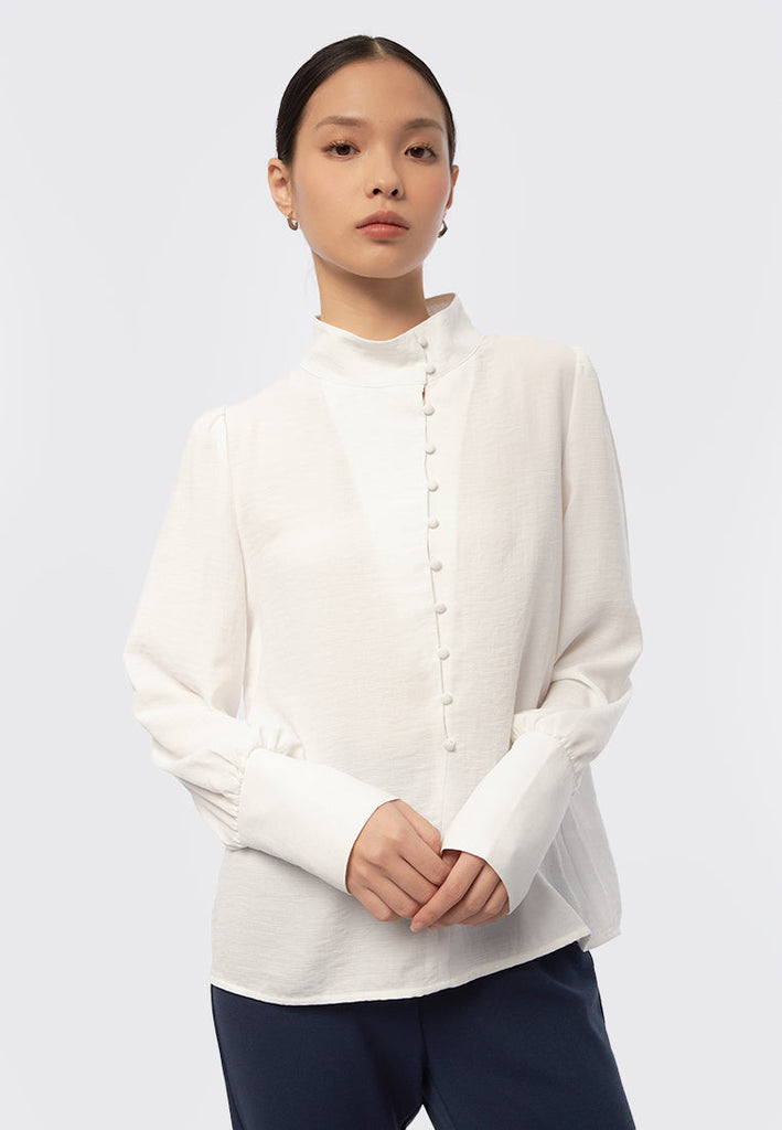 Mandarin Collar Long Sleeve Blouse