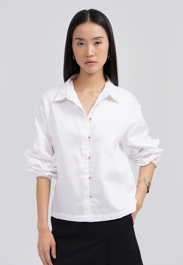 Puff Sleeves Collared Blouse