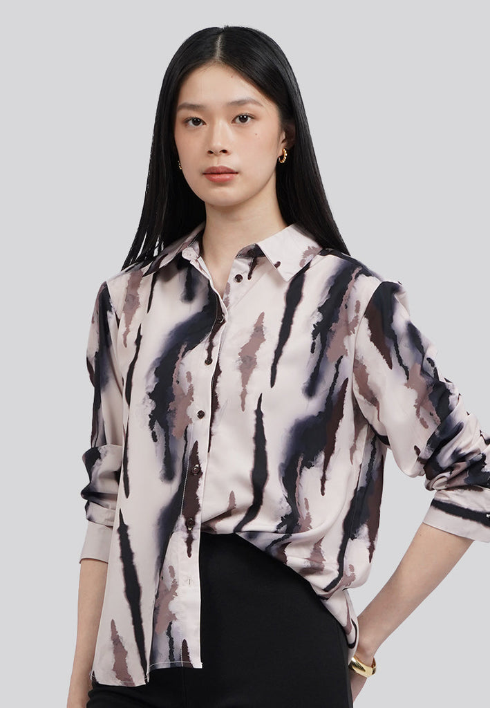 Printed Long Sleeve Loose Blouse
